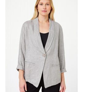 Eileen Fisher Twinkle Linen Shawl Collar Jacket Blazer